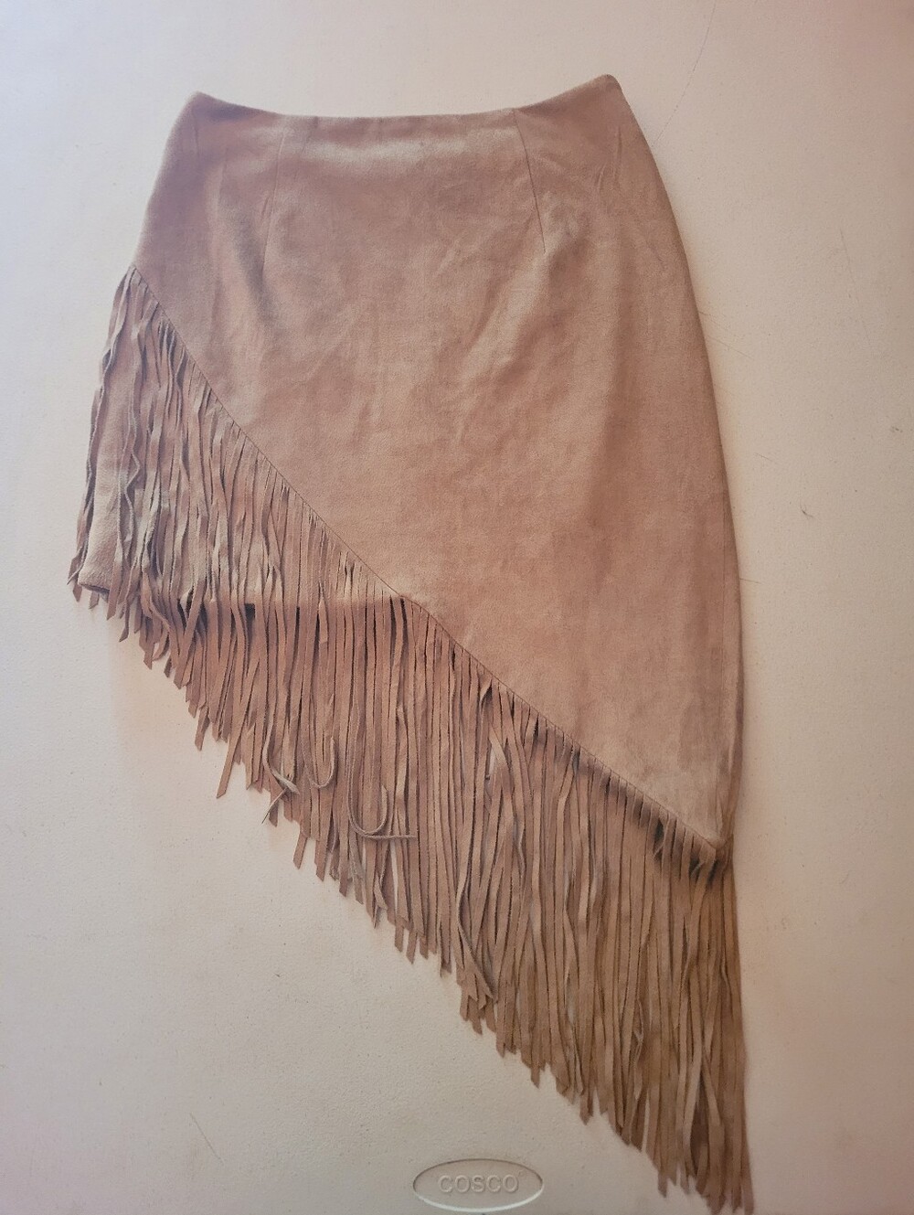 Wishlist Womens Suede Fringe Skirt Asymmetrical Brown S Cowgirl Rodeo Concert